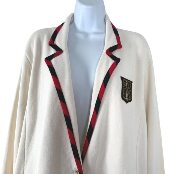 Lauren Ralph Lauren Sweater Blazer 3X Crest Ivory Cream Cotton Nylon NWT CJ-2150 - Picture 3 of 13